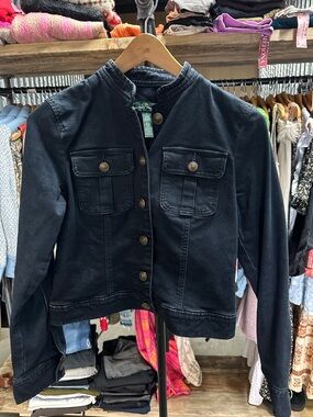 Ralph Lauren Dark Navy Military-Inspired Button Front Jacket